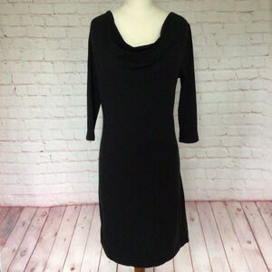 J. Crew Black Cowl Neck 3/4 Length Sleeve Pullover Dress - Size XS